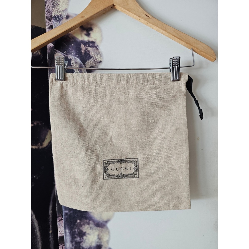 Gucci Natural Linen Drawstring Dust Bag Small Logo Storageโ Pouch Beige